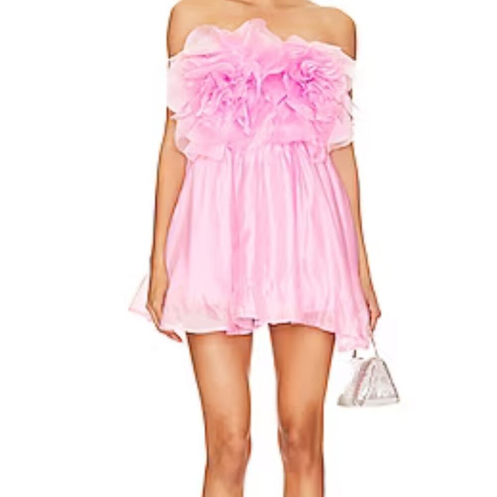 Bardot Fleurette Lili pink size 8 large new mini dress strapless romantic preppy